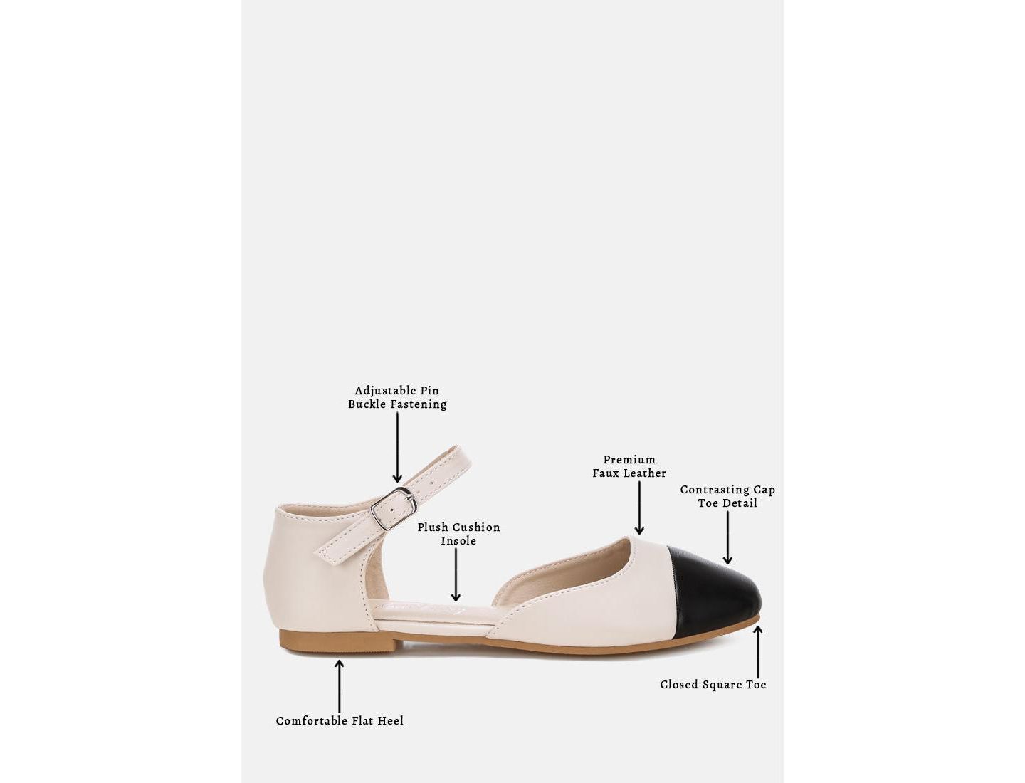 Женские балетки London Rag Clevea Dual Tone Pin Buckle Ballet, цвет: Слоновая кость искусственная кожа — фото 6