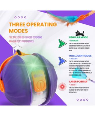 Automatic 4in1 Interactive Cat Toy Rechargeable with 3 Tails Laser Motion Activated for Indoor Cats Kittens Adults