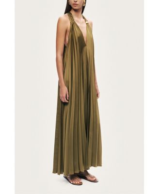 Women's Pleated Halter Maxi Dress