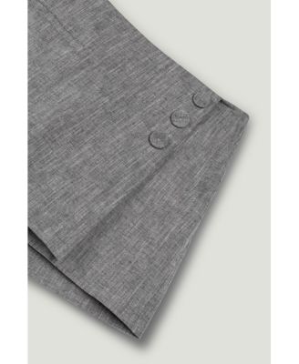 Women's Button Detail Linen Blend Skort