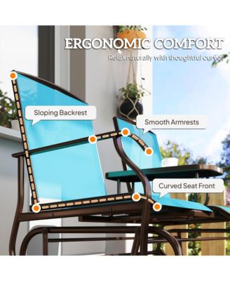 2-Person Outdoor Glider Bench with Center Table,