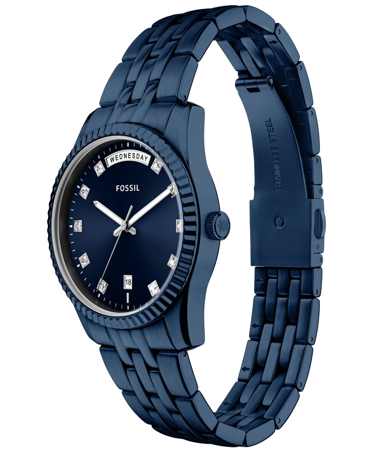 Женские часы Fossil Scarlette Day-Date Navy Stainless Steel 34mm — фото 6