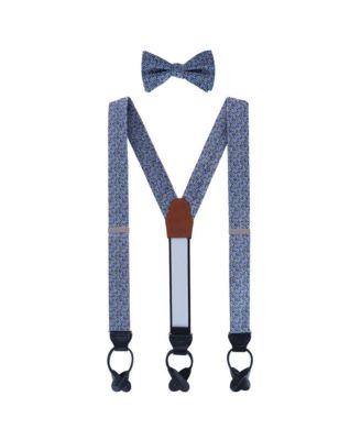 Men's Benito's Basketweave Silk Suspenders and Bow Tie Bundle