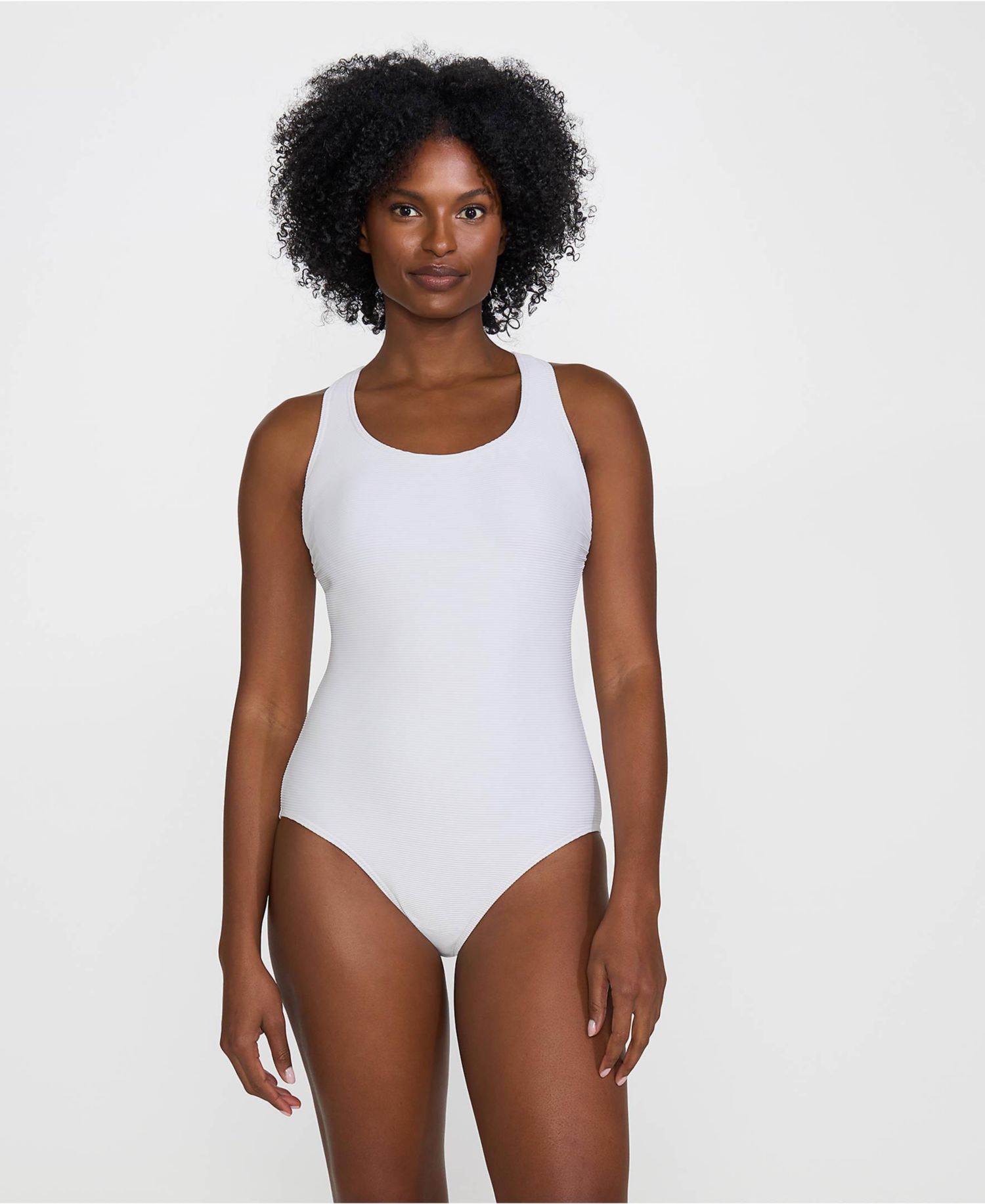 Petite Tugless Ribbed X-Back One Piece Swimsuit