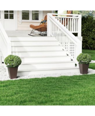 Set of 2 Square Taper Planters with Removable Inner Bucket and Self-Watering System