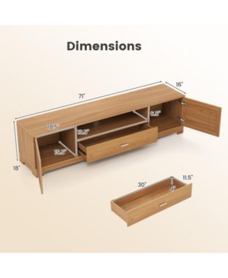 Farmhouse Rustic 71-Inch TV Stand with Cabinets and Drawer