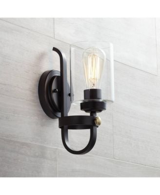 Eagleton Farmhouse Rustic Wall Light Sconces Set of 2 Oil Rubbed Bronze Hardwire 5 1/2" LED Fixture for Vanity