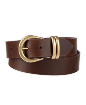 Women's Double Metal Loop Leather Belt