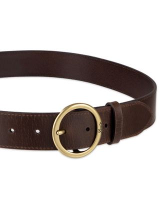 Women's Casual Suede and Leather Belt with Circular Center Bar Buckle