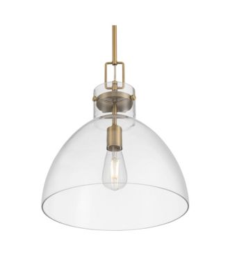 Possini Euro Hammon 14" Wide Aged Brass and Glass Pendant Light