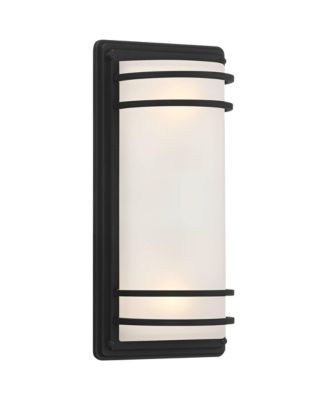 Habitat Modern Industrial Outdoor Wall Light Fixtures Set of 2  Metal Frosted Glass for Post Exterior Barn Deck