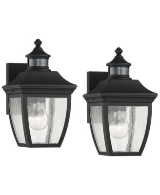 Beaufort Vintage Outdoor Wall Light Fixtures Set of 2 Motion Sensor Dusk to Dawn Clear Seedy Glass for Exterior