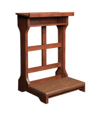 Acacia Wood Prayer Kneeler Bench with Storage Shelf and Soft Cushion, Comfortable Wooden Kneeling Meditation Seiza Stool for Praying