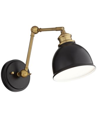 Sania Modern Swing Arm Wall Lamp Brass Plug-in Light Fixture Adjustable Up Down Shade for Bedroom Bedside Living Room Home House