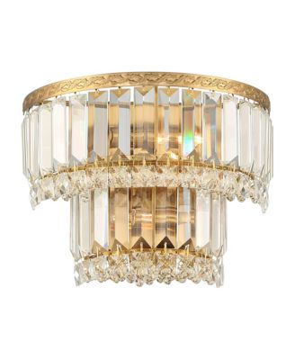 Modern Wall Light Sconces Gold Hardwired 10" 2-Light LED Fixture Clear Crystal for Bedroom Bathroom
