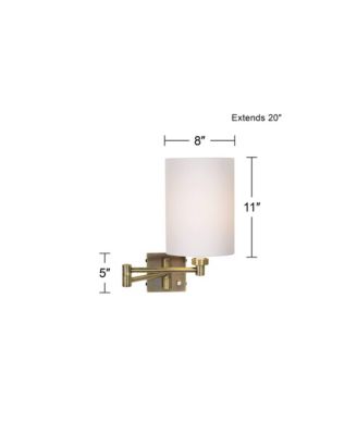 Modern Swing Arm Wall Lamp Dark Antique Brass Plug-In Light Fixture Cotton Cylinder Shade for Bedroom Bedside