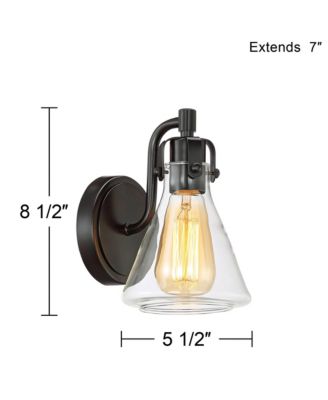 Cindy Rustic Wall Light Sconces Set of 2 Bronze Hardwire 5 1/2" Fixture Clear Glass for Bedroom Bathroom