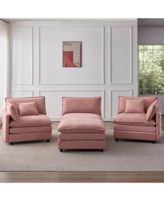 105" Modular Sectional Sofa, Soft Chenille Fabric Couch, 3 Seater Sofa with Flexible Movable Ottoman for Living Room