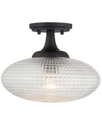 Possini Euro Voltri 12"W Matte and Vintage Glass Ceiling Light