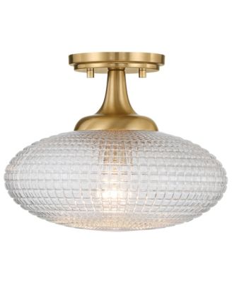 Possini Euro Voltri 12"W Warm Brass and Vintage Glass Ceiling Light