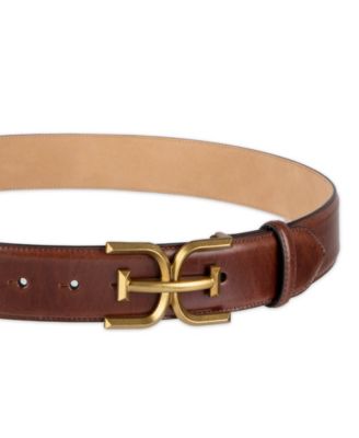 Women's Double-E Plaque Buckle Leather Belt