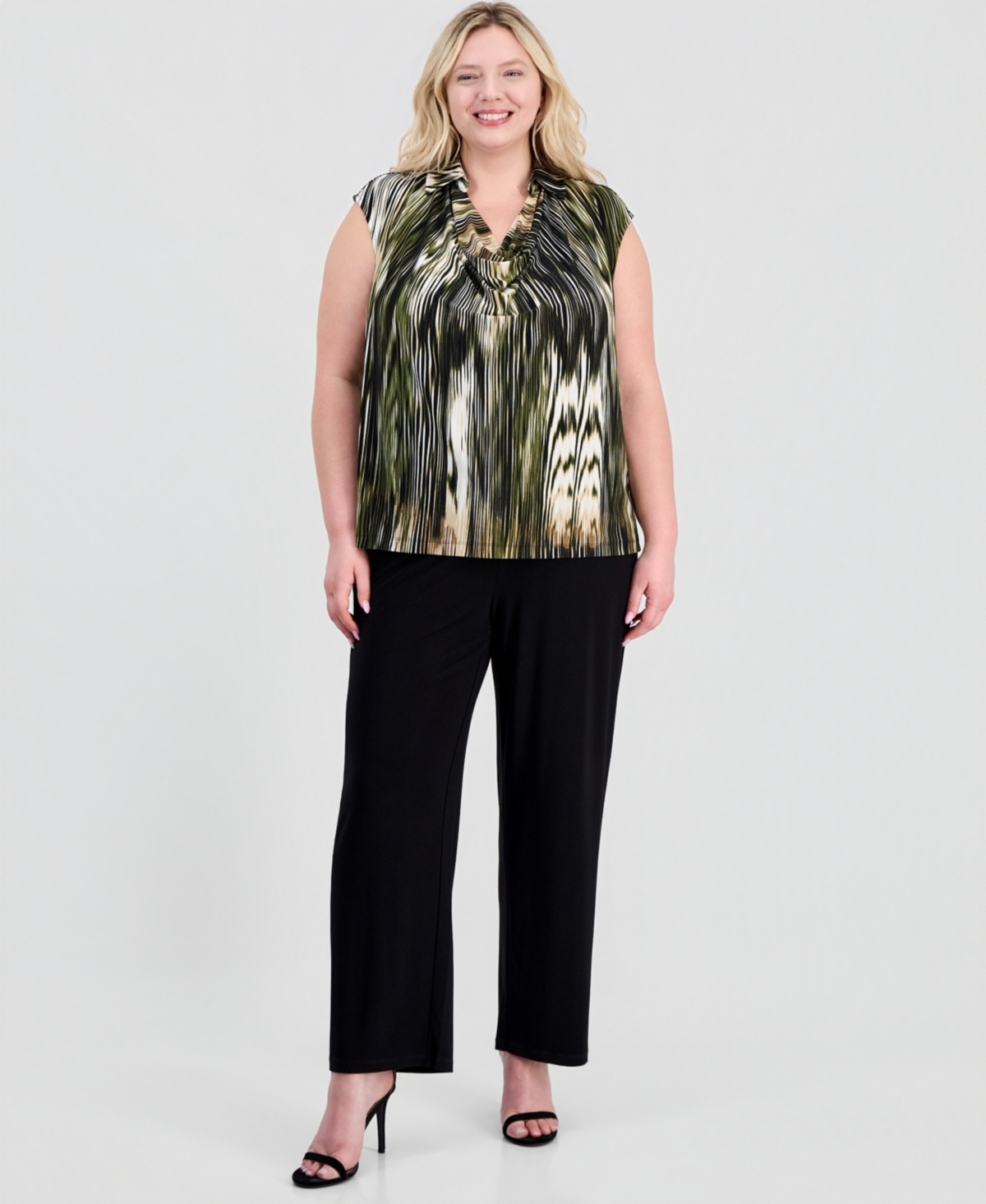 Anne Klein Plus Extended-Shoulder Cowlneck Blouse