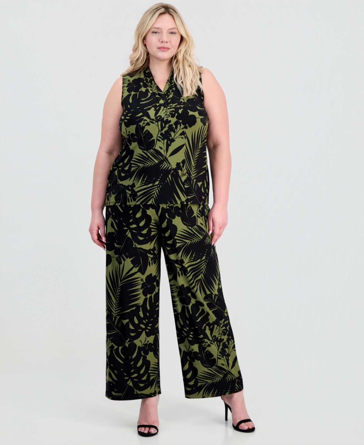 Anne Klein Plus Size Triple Pleat Sleeveless Top