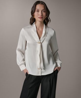 Petite Long-Sleeve V-Neck Pull-On Top