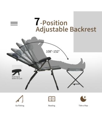 4PCS Folding Patio Recliner Chair and Ottoman Set w/ Adjustable Backrest