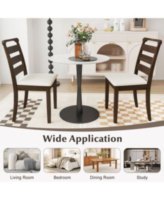 Upholstered Wooden Dining Chairs Set of Two