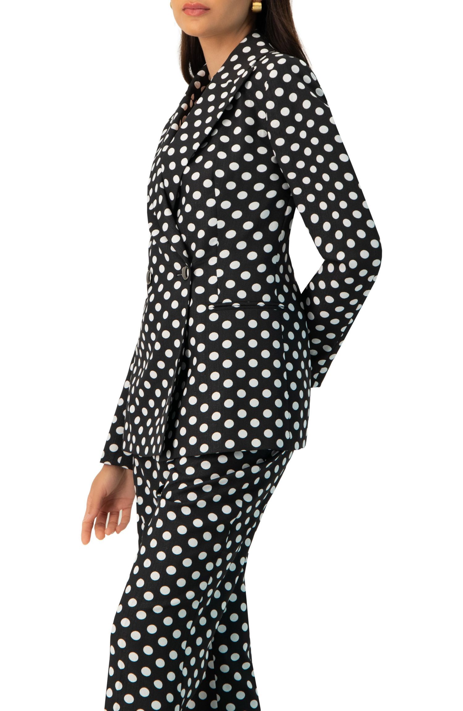 Women's Double-Breasted Polka Dot Blazer