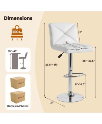 4 PCS Bar Stools PU Leather Swivel Bar Chairs Height Adjustable Upholstered Barstools