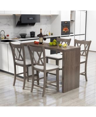 4PCS Bar Stools Counter Height Stools w/ Linen Fabric Upholstered Seat