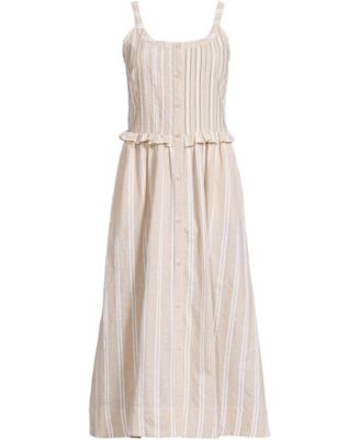 Women's Linen Blend Pintuck Tank Midi Dress