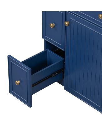 Bathroom Vanity Cabinet with Ceramic Sink, 2 Drawers and Door, Compact Storage for Small Spaces