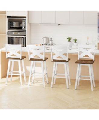 29'' Swivel Barstools Set of 4 w/Backrest Large Seat Footrest for Kitchen Island