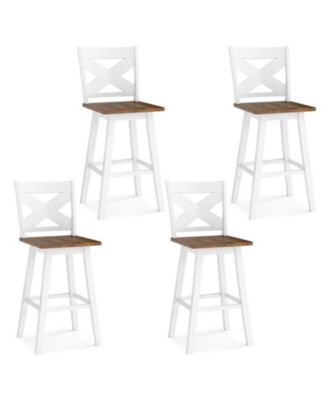 29'' Swivel Barstools Set of 4 w/Backrest Large Seat Footrest for Kitchen Island