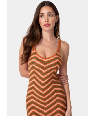 Women's Chevron Crochet Midi Dress