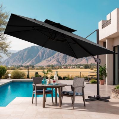 Outdoor Patio Double Top 11x11Feet Square Aluminum Cantilever Umbrella