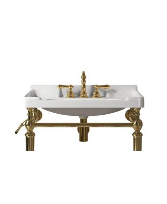 Bathroom Ceramic Sink Basin with 3 Faucet Holes, Rectangular Countertop Vanity with Overflow for Modern Bathroom