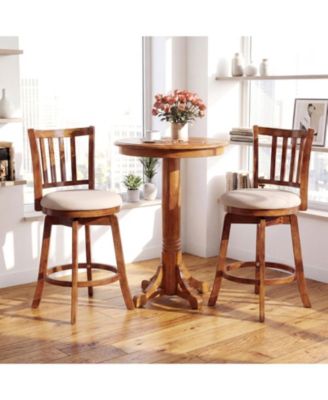 Swivel Counter Height Chairs Set of Two with Upholstered Seats