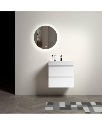 24" Wall Mounted Bathroom Vanity with Sink, Modern Large Storage Floating Bathroom Vanity without Faucet, Pre-assembled