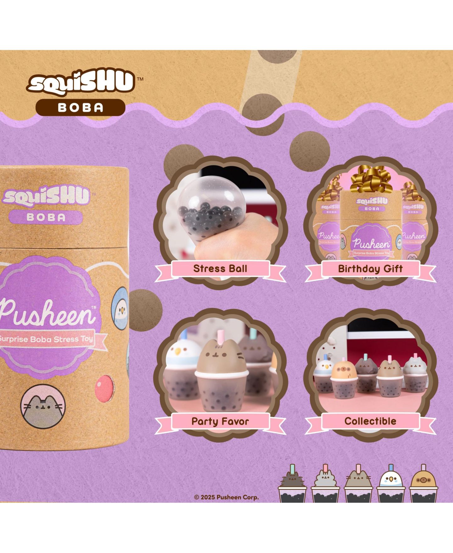 Детская фигурка Hamee Capsule Pusheen The Cat Surprise Blind Collectible Surprise Toy Squishy Figurine SquiSHU Series 1 Boba Tea - 1 Piece Mystery — фото 3