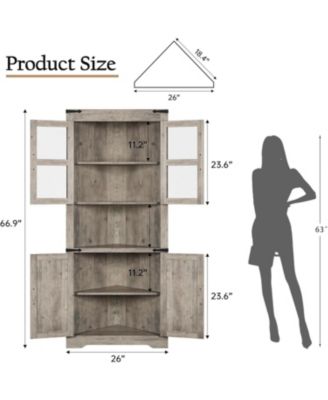 Farmhouse Corner Cabinet, Tall Corner Storage