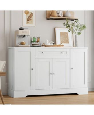 55 in Modern Sideboard Buffet Cabinet with Storage, Wood Dining Room Cabinet with Drawer, Shelves & Doors, Slim Coffee Bar Station Credenzas