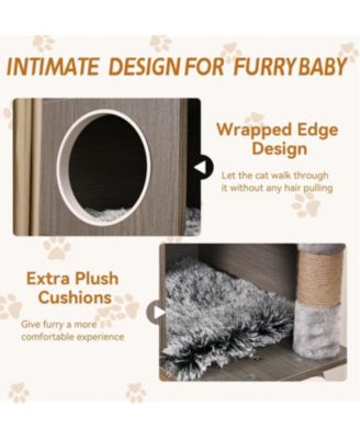 Cat Tree, 66.9-Inch Cat Tower with Litter Box Enclosure, with Hammock, Washable