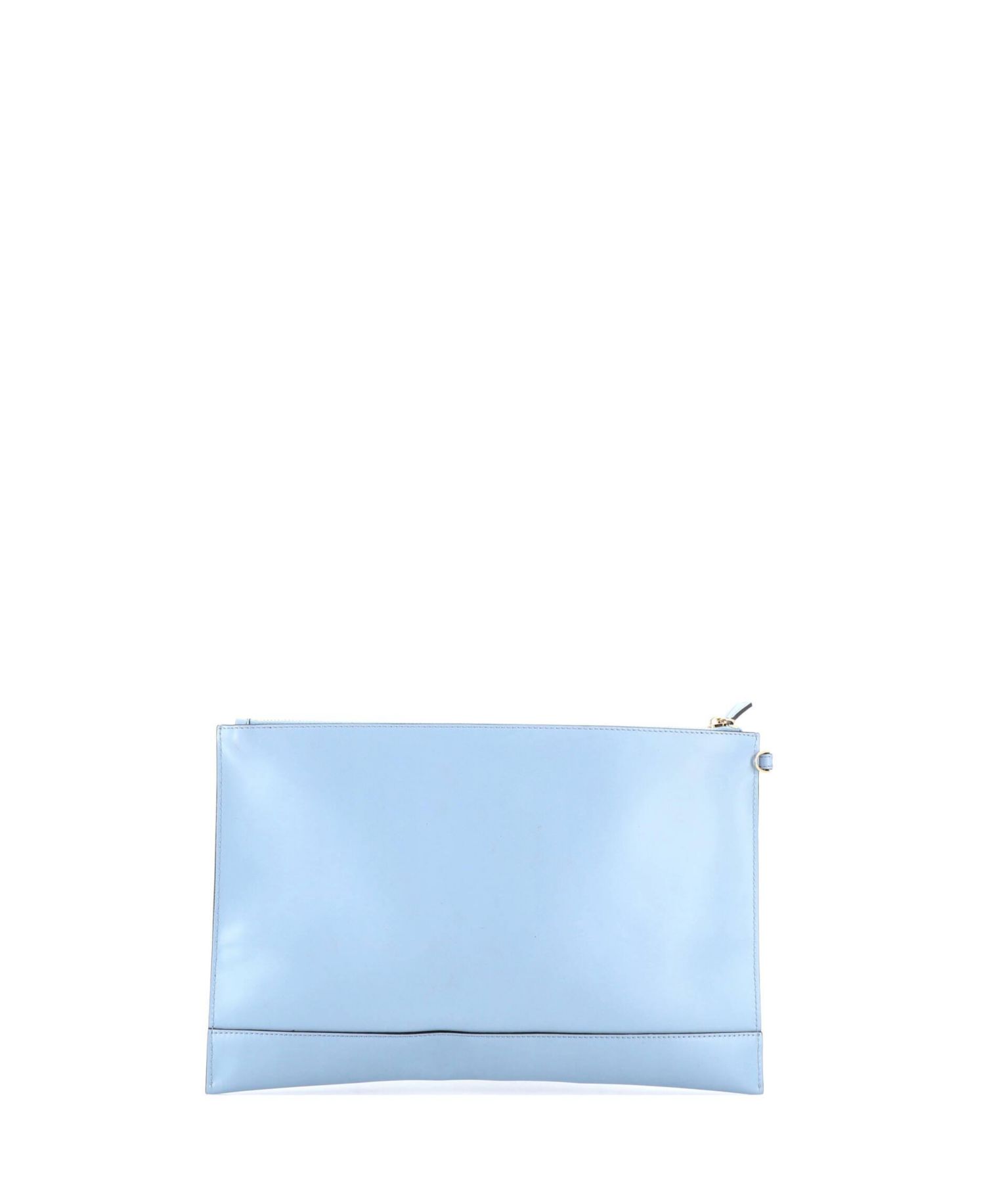 Large Logo Flat Wristlet Pouch Embossed Leather