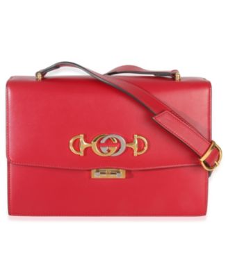 Red Smooth Calfskin Small Zumi Shoulder Flap Bag