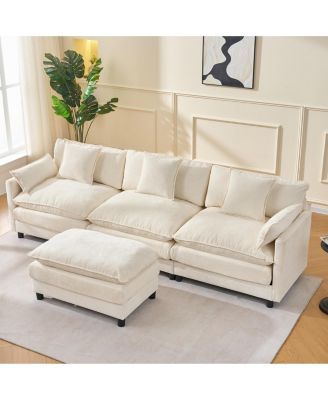 108 Inch L Shaped Modern Modular Sectional Sofa with Ottoman Chenille Cloud Couch 4 Seat Deep Seat Pillow Top Arms