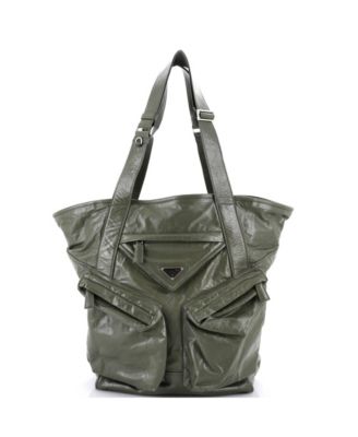 Tall Triple Front Pocket Tote Leather